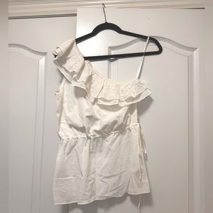 BNWT Banana Republic one shoulder top w/ ruffle embroider detail -Size XS petite